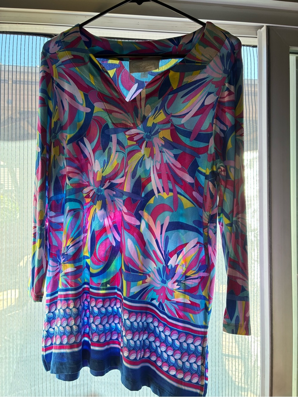 Pappagallo Multicolor Floral V-Neck Tunic Top